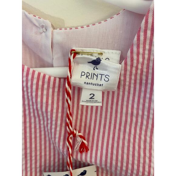 NWT Piping Prints Seersucker Shift Embroidered Pink White Dress 2T MV Striped - Picture 5 of 7